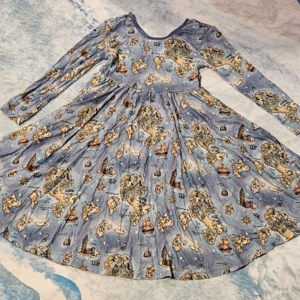 Little Crowns & Capes Neverland Peter Pan Bamboo Twirl Dress Girls 9/10